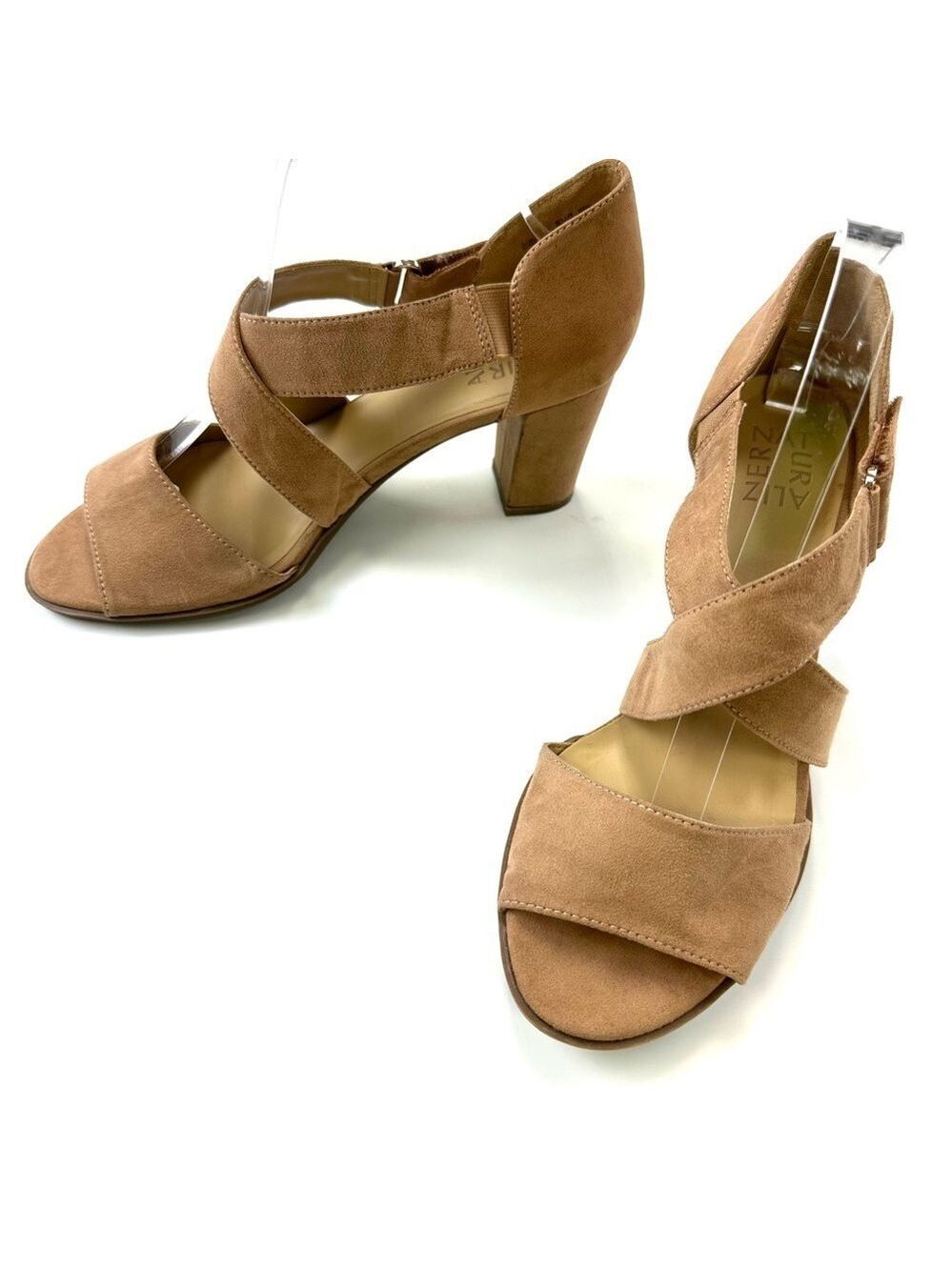 Naturalizer vegan neutral sandals 9.5 Lindy microfibre strappy block heel